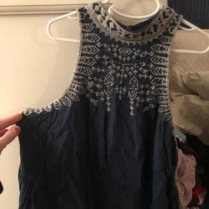 halter Green Top with white embroidery